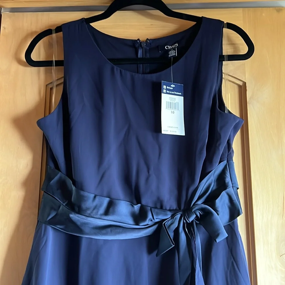 Brand new Chaps blue layered with bow dress size 10 - Picture 5 of 9